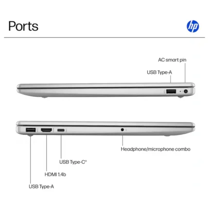 HP 15-FC0146DX Touchscreen Laptop, AMD Ryzen 5 7520U, AMD Radeon Graphics, 8GB LPDDR5 RAM, 512GB SSD, 15.6″ FHD IPS Touch, Windows 11 Home, Natural Silver - image 2