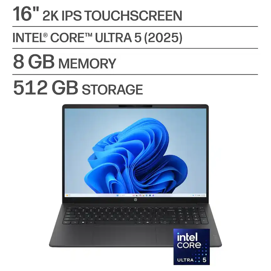 HP OmniBook 3 16-BU0305DX 16" 2K IPS Touchscreen Laptop, Intel Core Ultra 5 225U, 8GB DDR5 RAM, 512GB PCIe Gen4 NVMe M.2 SSD, Intel Graphics, Windows 11 Home, Mica Silver HP OmniBook 3 16-BU0305DX 16" 2K IPS Touchscreen Laptop, Intel Core Ultra 5 225U, 8GB DDR5 RAM, 512GB PCIe Gen4 NVMe M.2 SSD, Intel Graphics, Windows 11 Home, Mica Silver